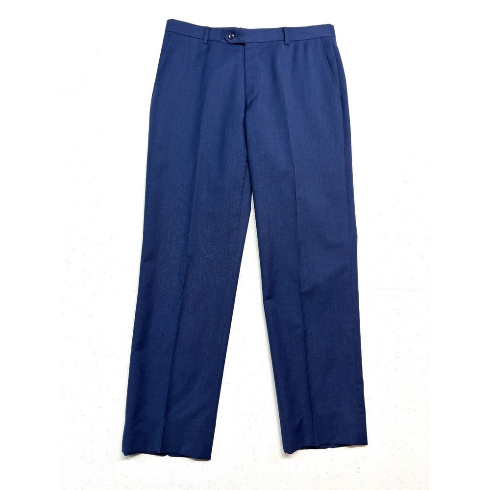 Jos A Bank 34x30 Navy Blue Dress Suit Pants Flat Front Tailored Fit 100% Wool